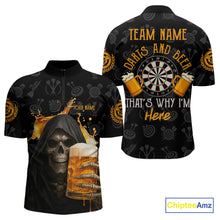 Load image into Gallery viewer, Darts And Beer That's Why I'm Here Custom Skeleton Dart Shirts For Men, Funny Drinking Jerseys TDM3989