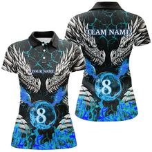Load image into Gallery viewer, Personalized Dragon Blue Flaming 8 Ball Pool Women Billiard Shirt Team League Billiard Jerseys TDM3231