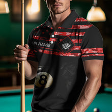Load image into Gallery viewer, Customized Retro 8 Ball Pool Red Camo US Flag Billiard Shirts For Men, Patriotic Billiard Jerseys TDM3568