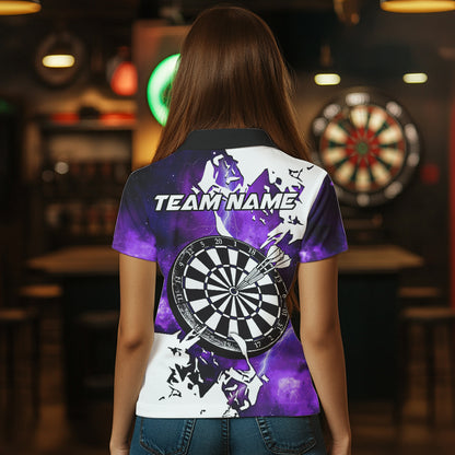Lightning Grunge Dartboard Custom 3D Printed Darts Shirts For Women, Darts Team Jerseys |Purple TDM3724