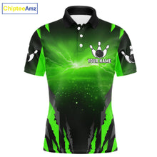 Load image into Gallery viewer, Green Thunder Lightning Cobra Snake Bowling Shirts For Men Custom Bowling Jersey Polo &amp; 1/4 Zip TDM6084