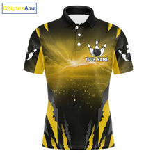 Load image into Gallery viewer, Yellow Thunder Lightning Cobra Snake Bowling Shirts For Men Custom Bowling Jersey Polo &amp; 1/4 Zip TDM6085