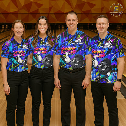 Funny Colorful Graffiti Pattern Bowling Shirts For Women Custom Bowling Team Jersey Polo & 1/4 Zip TDM6528