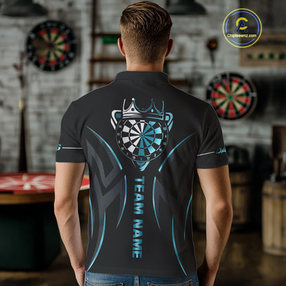 Black And Blue Dartboard Crown Dart Shirts For Men Custom Dart Jersey Team Polo & Quarter Zip TDM4792