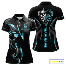 Load image into Gallery viewer, Black And Blue Dartboard Crown Dart Shirts For Women Custom Dart Jersey Team Polo &amp; Quarter Zip TDM4792