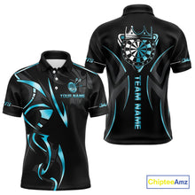Load image into Gallery viewer, Black And Blue Dartboard Crown Dart Shirts For Men Custom Dart Jersey Team Polo &amp; Quarter Zip TDM4792