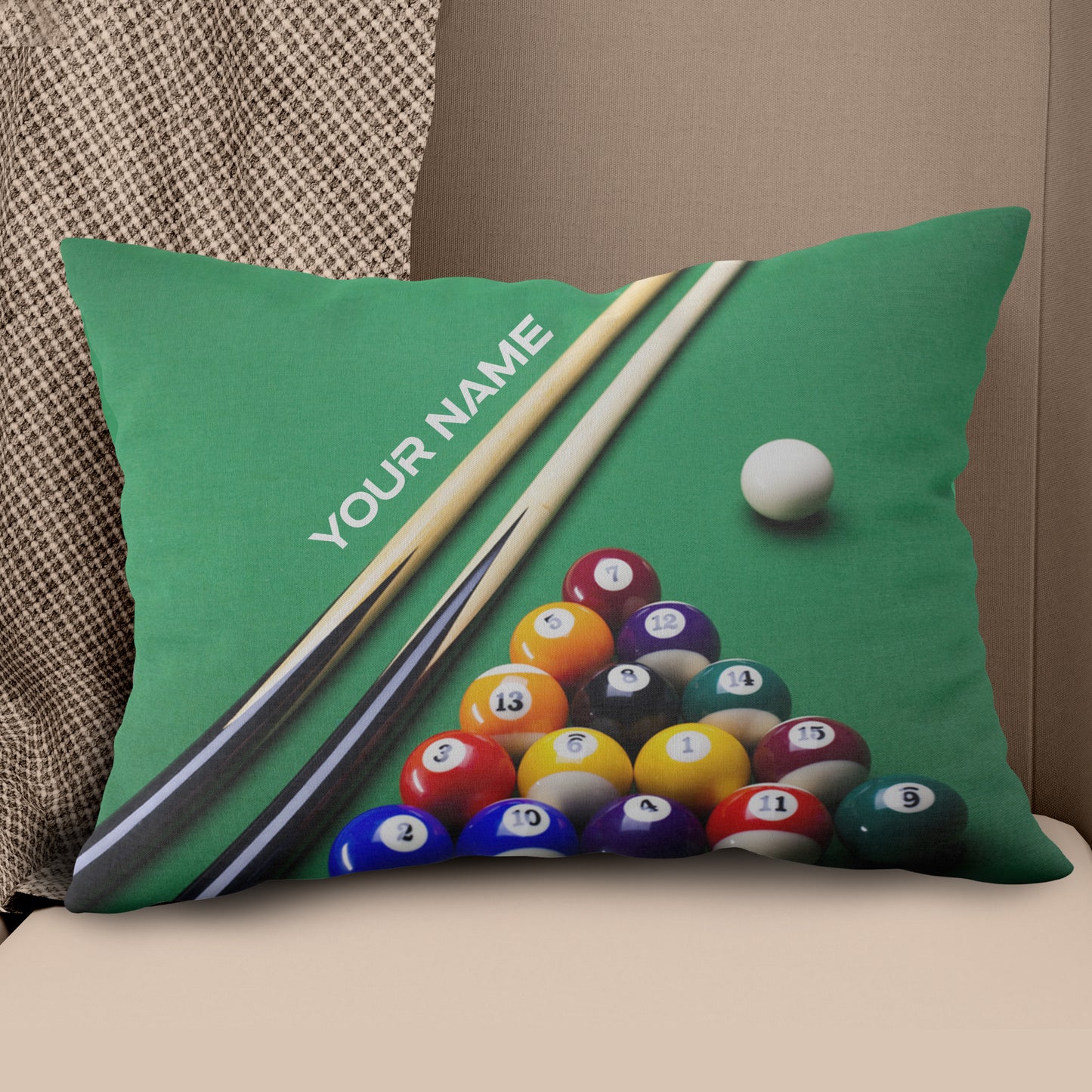 Personalized 3D Billiard Balls Green Pillow, Best Custom Pillow Gifts TDM0741