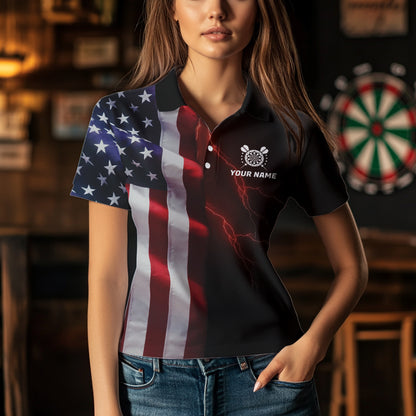 Personalized Lightning American Flag Dartboard Smoke Dart Shirts For Women Team Patriotic Dart Jersey TDM3745