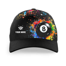 Load image into Gallery viewer, Custom 8 Ball Billiard Cap Funny Colorful Paint Splash Pool Player Cap TDM4600