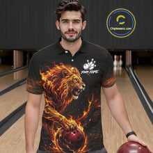 Load image into Gallery viewer, Personalized Fire Flame Lion Bowling Jersey For Men Custom Bowling Team Shirt Polo &amp; 1/4 Zip TDM6115