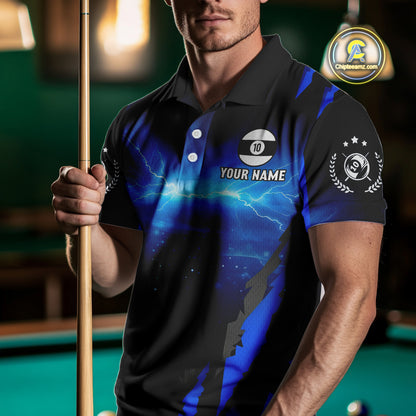 Personalized 10 Ball Thunder Lightning Cobra Snake Men Billiard Shirts, 10 Ball Pool Team Jersey TDM4023
