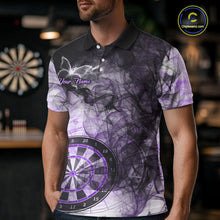 Load image into Gallery viewer, Man wearing a purple butterfly smoke darts jersey front view.