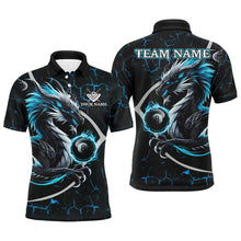 Load image into Gallery viewer, Personalized Blue Glowing Fire Crack Pattern Dragon Billiard Shirts For Men, Team Billiard Jerseys TDM3251