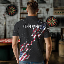 Load image into Gallery viewer, Custom US Flag Smoke Men's Darts Shirt With Pocket, Patriotic Darts Jersey TDM3455