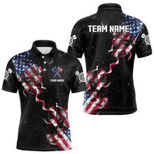 Load image into Gallery viewer, Custom US Flag Smoke Men's Darts Shirt With Pocket, Patriotic Darts Jersey TDM3455