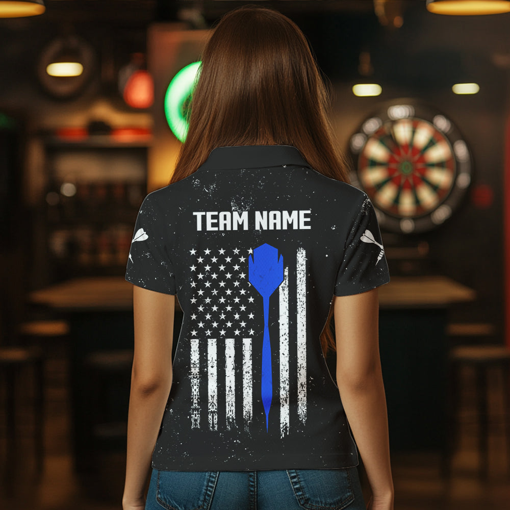 Smoke Puerto Rico US Flag Custom Darts Shirt For Women, Patriotic Darts Jersey Team Polo & 1/4 Zip TDM3456