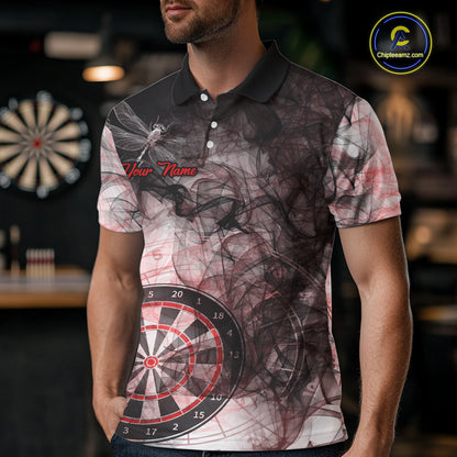 Red Black Smoke Dart Shirt With Pocket Option For Men Custom Dart Jerseys TDM5763