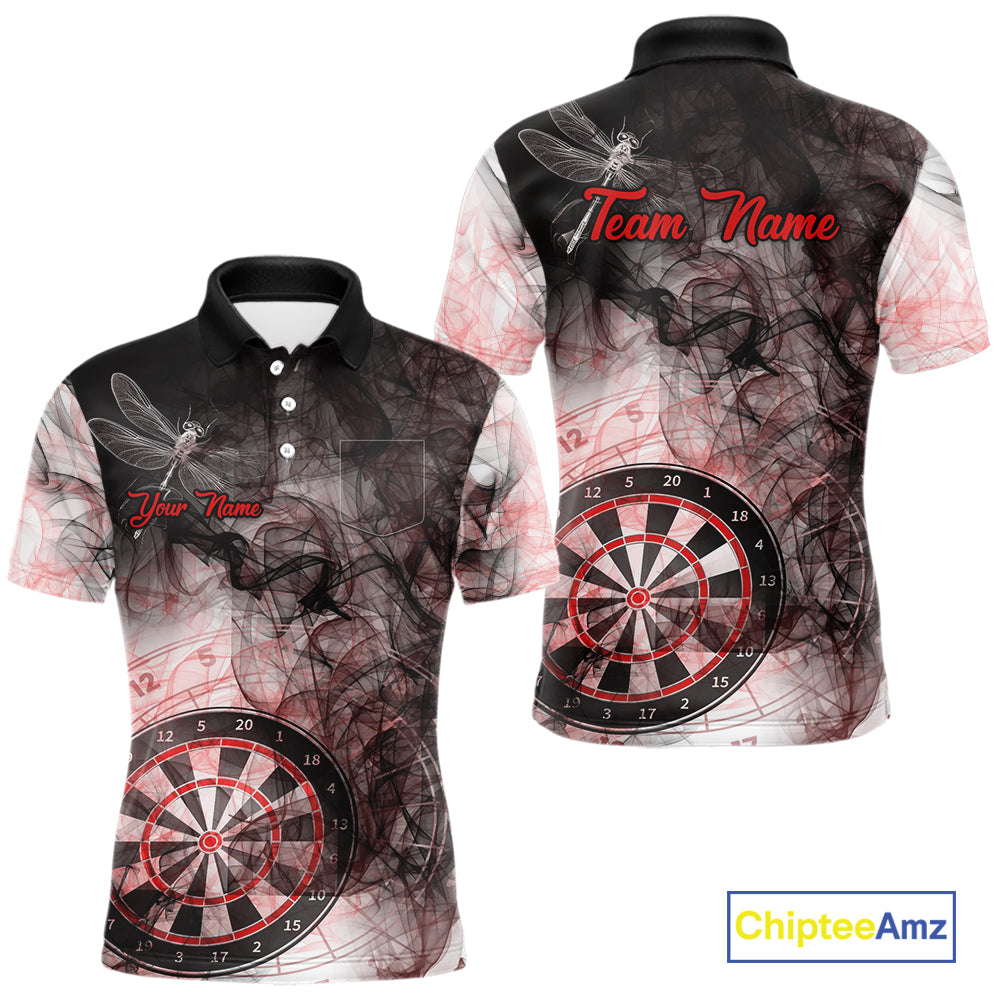 Red Black Smoke Dart Shirt With Pocket Option For Men Custom Dart Jerseys TDM5763