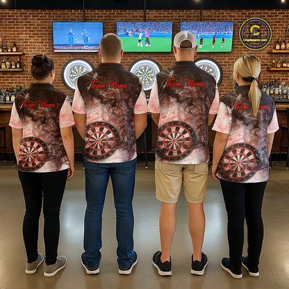 Red Black Smoke Dart Shirt With Pocket Option For Women Custom Dart Jerseys TDM5763