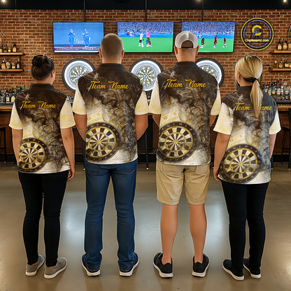 Yellow Black Smoke Dart Shirt With Pocket Option For Women Custom Dart Jerseys TDM5764