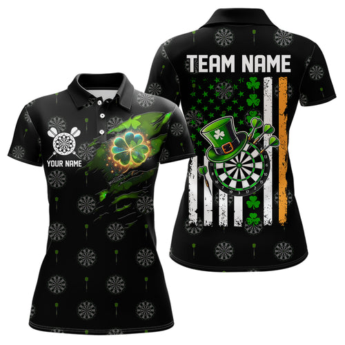 Irish American Flag Saint Patrick Day Dart Shirts For Women Custom Luckiest Shamrock Dart Jerseys TDM3606