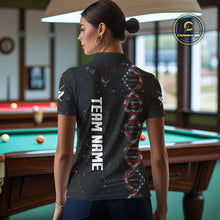 Load image into Gallery viewer, Women's Custom DNA American Flag Smoke 8 Ball Billiard Shirt, Patriotic Pool Jersey Polo &amp; 1/4 Zip TDM4627