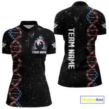 Load image into Gallery viewer, Women's Custom DNA American Flag Smoke 8 Ball Billiard Shirt, Patriotic Pool Jersey Polo &amp; 1/4 Zip TDM4627
