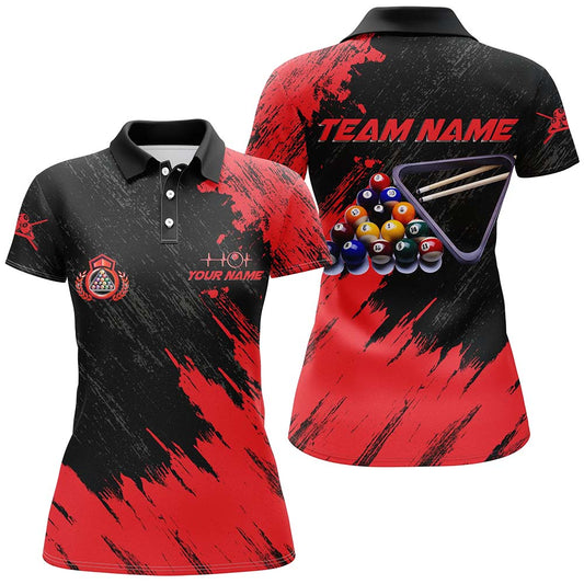 Personalized Billiards Balls Painted Red Version All Over Print Billiard Polo Shirts For Women TDM0152