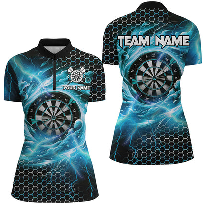 Funny 3D Dartboard Storm Thunder Custom Darts Shirts For Women Team League Darts Jerseys | Blue TDM2550
