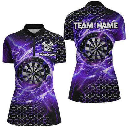 Funny 3D Dartboard Storm Thunder Custom Darts Shirts For Women Team League Darts Jerseys | Purple TDM2551