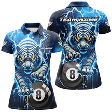 Load image into Gallery viewer, Personalized Thunder Lightning Tiger Billiard Shirt For Women Custom Blue Billiard TeamPool Jersey TDM3027