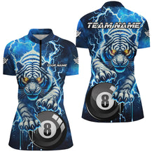 Load image into Gallery viewer, Personalized Thunder Lightning Tiger Billiard Shirt For Women Custom Blue Billiard TeamPool Jersey TDM3027