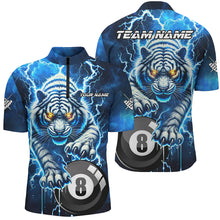 Load image into Gallery viewer, Personalized Thunder Lightning Tiger Billiard Shirt For Men Custom Blue Billiard Team Pool Jersey TDM3027