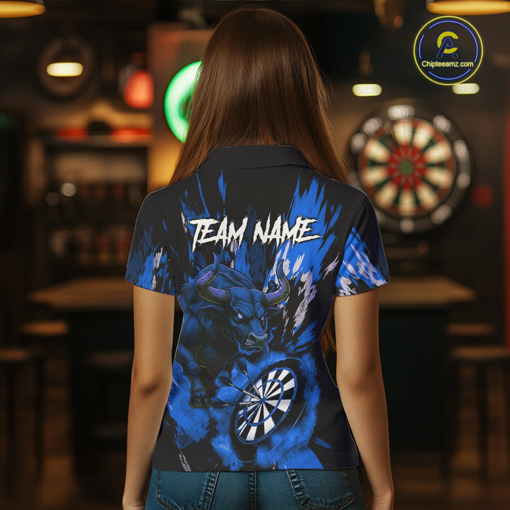 Personalized Blue Dartboard Splash Bull Darts Shirt For Women Custom Dart Jersey Team Polo & 1/4 Zip TDM5277