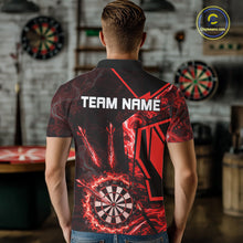 Load image into Gallery viewer, Black And Red Swirl Fire Flame Darts Shirt For Men Custom Darts Jersey Team Polo &amp; 1/4 Zip TDM6145