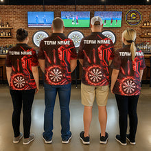 Load image into Gallery viewer, Black And Red Swirl Fire Flame Darts Shirt For Men Custom Darts Jersey Team Polo &amp; 1/4 Zip TDM6145