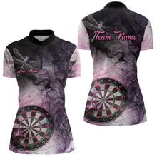 Load image into Gallery viewer, Pink Black Smoke Dart Shirt With Pocket Option For Women Custom Dart Jerseys TDM3622