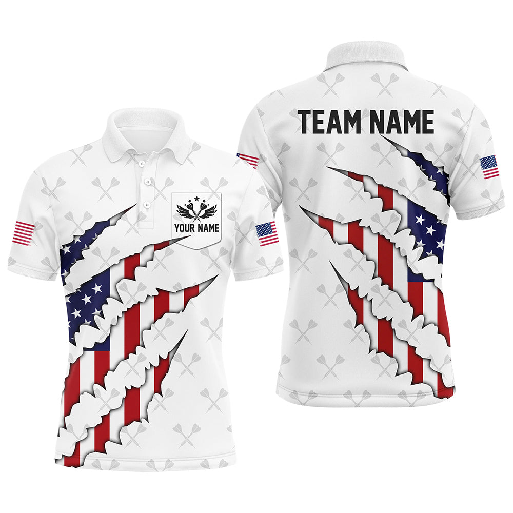 American Flag Darts Shirt With Pocket Custom Dart Team Jersey Polo & 1/4 Zip TDM1675