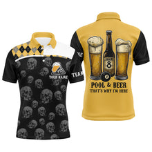 Load image into Gallery viewer, Pool &amp; Beer That's Why I'm Here Custom Men Billiard Shirts, Yellow Black Drinking Billiard Jerseys TDM2092
