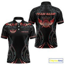 Load image into Gallery viewer, Black And Red Dartboard Crown Wings Custom Darts Shirt For Men, Darts Team Jerseys Polo &amp; 1/4 Zip TDM4421