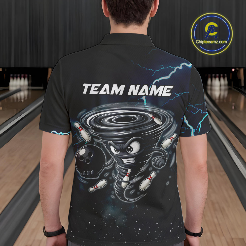 Personalized Thunder Lightning Tornado Funny Bowling Shirt For Men Custom Bowling Team Jersey TDM4854