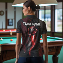 Load image into Gallery viewer, Grunge Black And Red 8 Ball Pool Lights Women's Billiard Shirts Custom Billiard Jersey Polo &amp; 1/4 Zip TDM3780