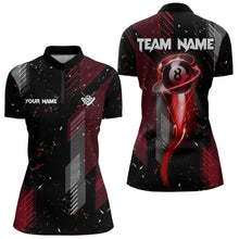 Load image into Gallery viewer, Grunge Black And Red 8 Ball Pool Lights Women's Billiard Shirts Custom Billiard Jersey Polo &amp; 1/4 Zip TDM3780