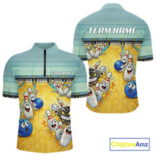 Load image into Gallery viewer, Funny Strike Bowling Polo &amp; Quarter Zip For Men Custom Bowling Team Jersey, Bowling Outfit TDM6168