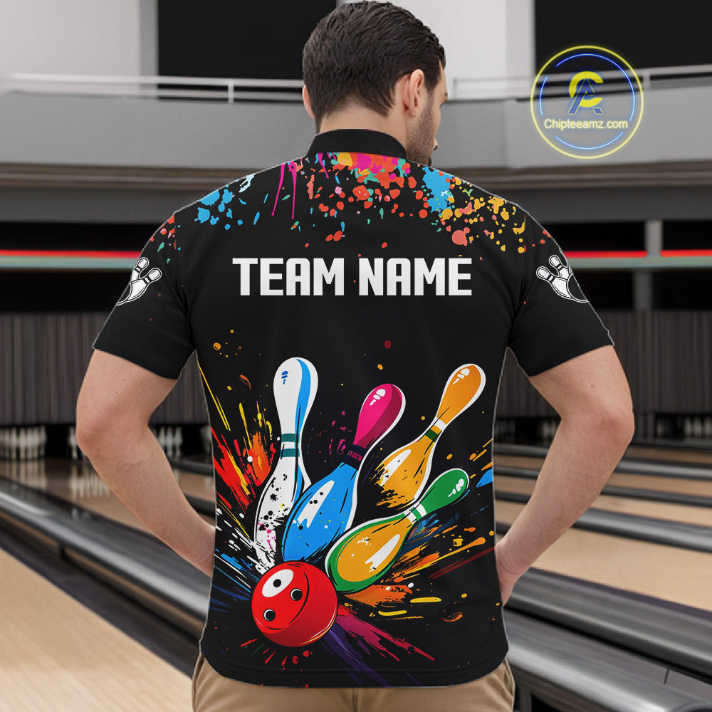 Funny Colorful Bowling Shirts For Men Custom Bowling Team Jersey Polo & 1/4 Zip, Bowling Gifts TDM6590