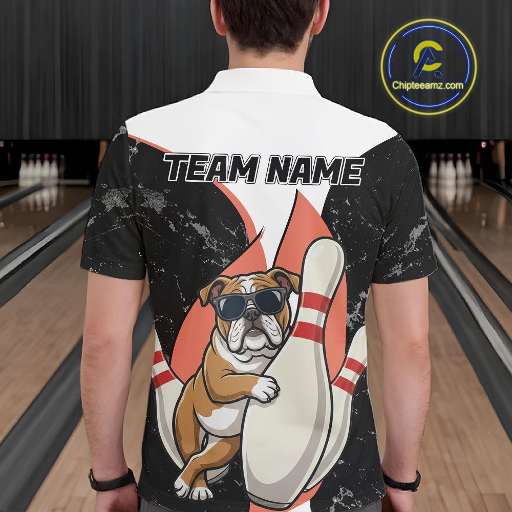 Personalized Funny Bulldog Bowling Shirts For Men Custom Bowling Team Jersey Polo & 1/4 Zip TDM6595