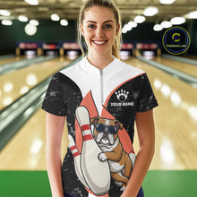 Load image into Gallery viewer, Personalized Funny Bulldog Bowling Shirts For Women Custom Bowling Team Jersey Polo &amp; 1/4 Zip TDM6595