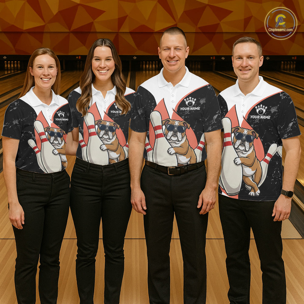 Personalized Funny Bulldog Bowling Shirts For Women Custom Bowling Team Jersey Polo & 1/4 Zip TDM6595