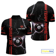 Load image into Gallery viewer, Personalized Red 8 Ball Thunder Lightning Billiard Shirt For Men Custom Pool Team League Jersey TDM4429