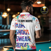 Load image into Gallery viewer, Colorful 8 Ball Crown Aim Shoot Swear Repeat Billiard Shirt For Men Custom Pool Team Jersey|White TDM5795